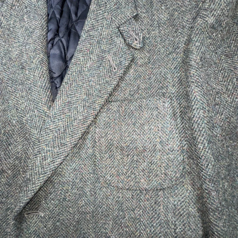LL‎ Bean Blazer Mens Large Regular Green Wool Herringbone Thinsulate USA Made